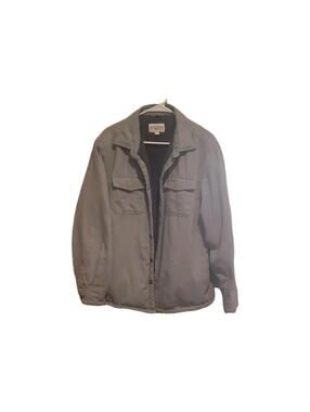 Field & Stream Men's Gray Wool Lined Shirt Jacket Button Logo Accent Size L 028
